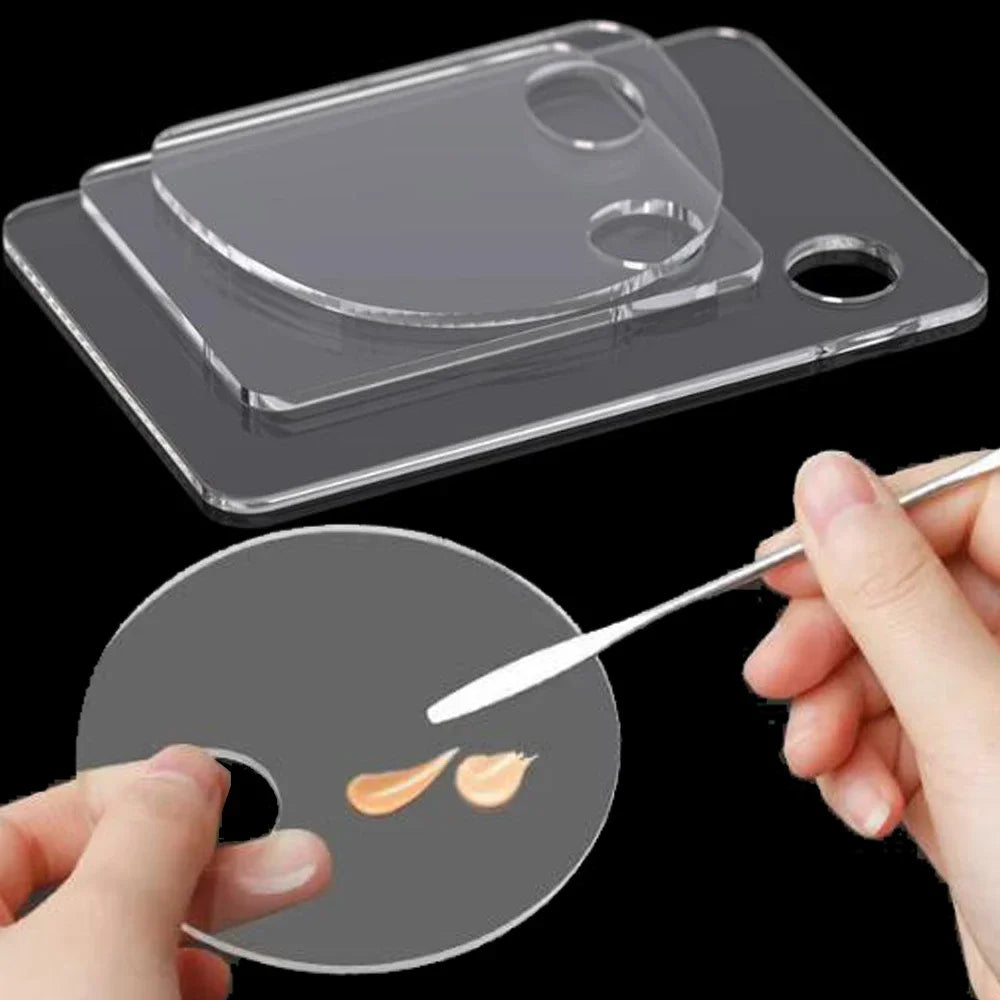 Acrylic Makeup Palette with Spatula Rod Spatula Liquid Foundation Eye Shadow Mixing Cream Pigments Manual Cosmetic Beauty Tools