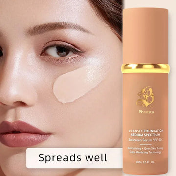4 in 1 Foundation Liquid Hydrating Medium Full Coverage Concealer SPF 50+ Longwearing Waterproof Foundation Natural Face Makeup