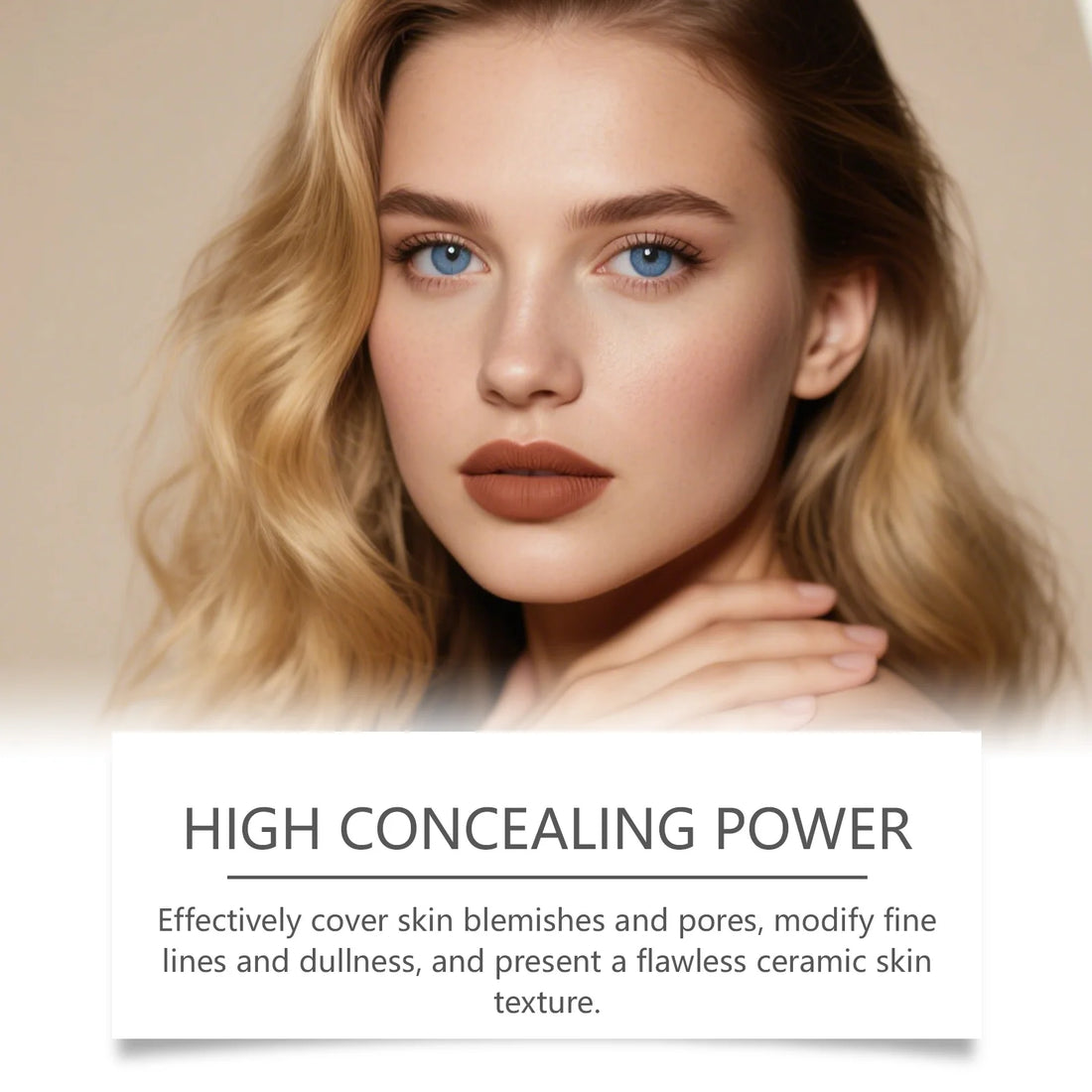 2-in-1 Color-Changing Foundation Stick Full Coverage Lightweight Moisturize Finish Base Makeup Dual-Ended with Detachable Brush